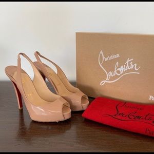 Christian Louboutin peep toe sling back heels